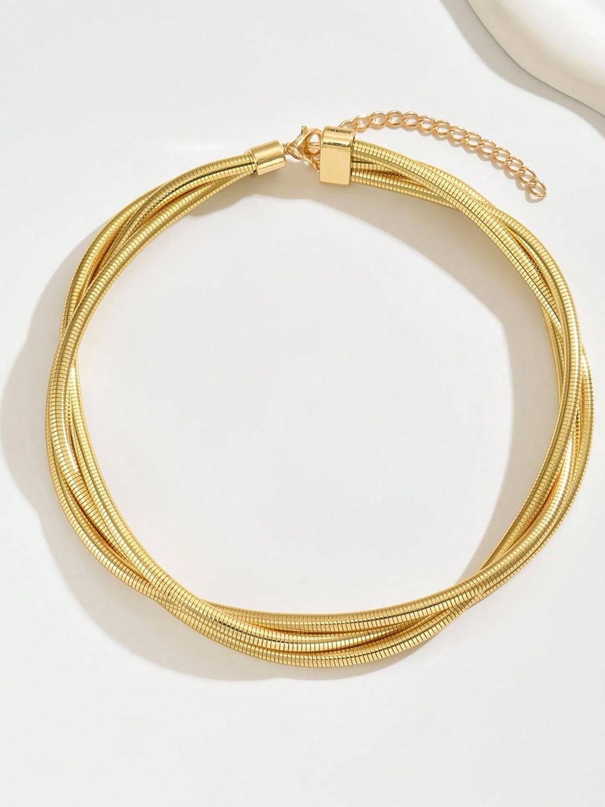 Triple-Layered Gold Plated Choker Necklace