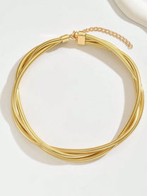 Triple-Layered Gold Plated Choker Necklace