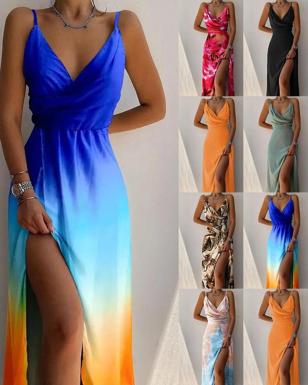 Tropical Pattern Maxi Dress For Summer