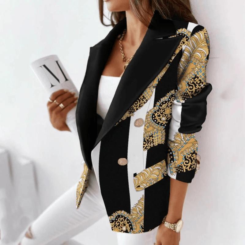 Turnover Collar Women&#39;s Blazer - Elegant Tailored Jacket