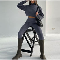 Turtleneck Crop Top And Leggings Set