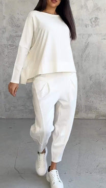 Two-Piece Casual Set With Round Neck And Long Sleeves