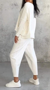 Two-Piece Casual Set With Round Neck And Long Sleeves