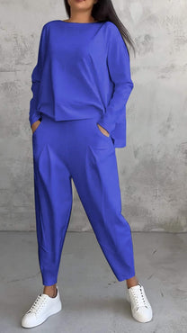Two-Piece Casual Set With Round Neck And Long Sleeves