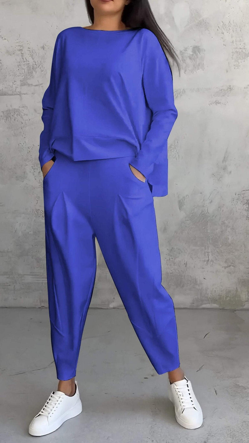 Two-Piece Casual Set With Round Neck And Long Sleeves