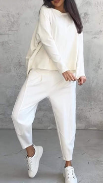 Two-Piece Casual Set With Round Neck And Long Sleeves