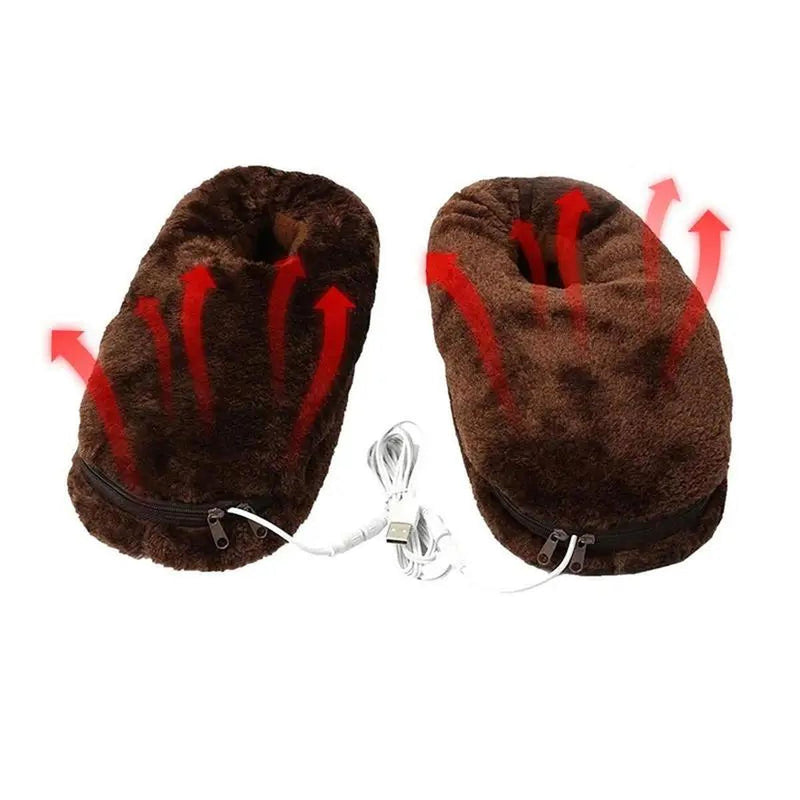 USB Heated Winter Slippers With Plush Lining