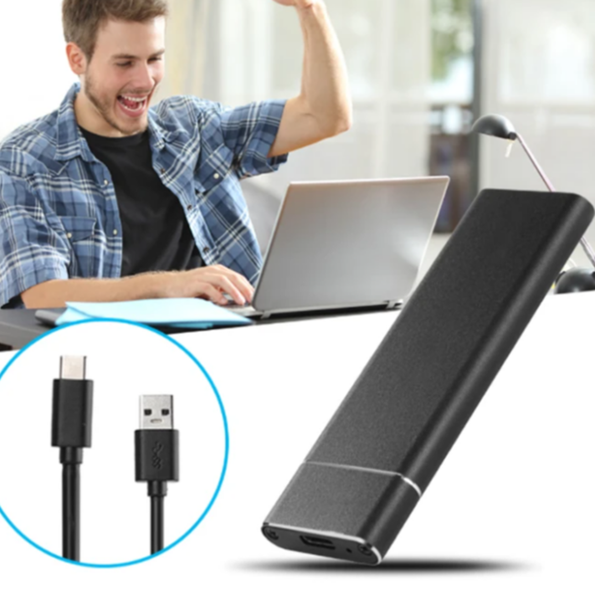 Ultra-Fast External Hard Drive 1TB/2TB USB 3.1 Type-C