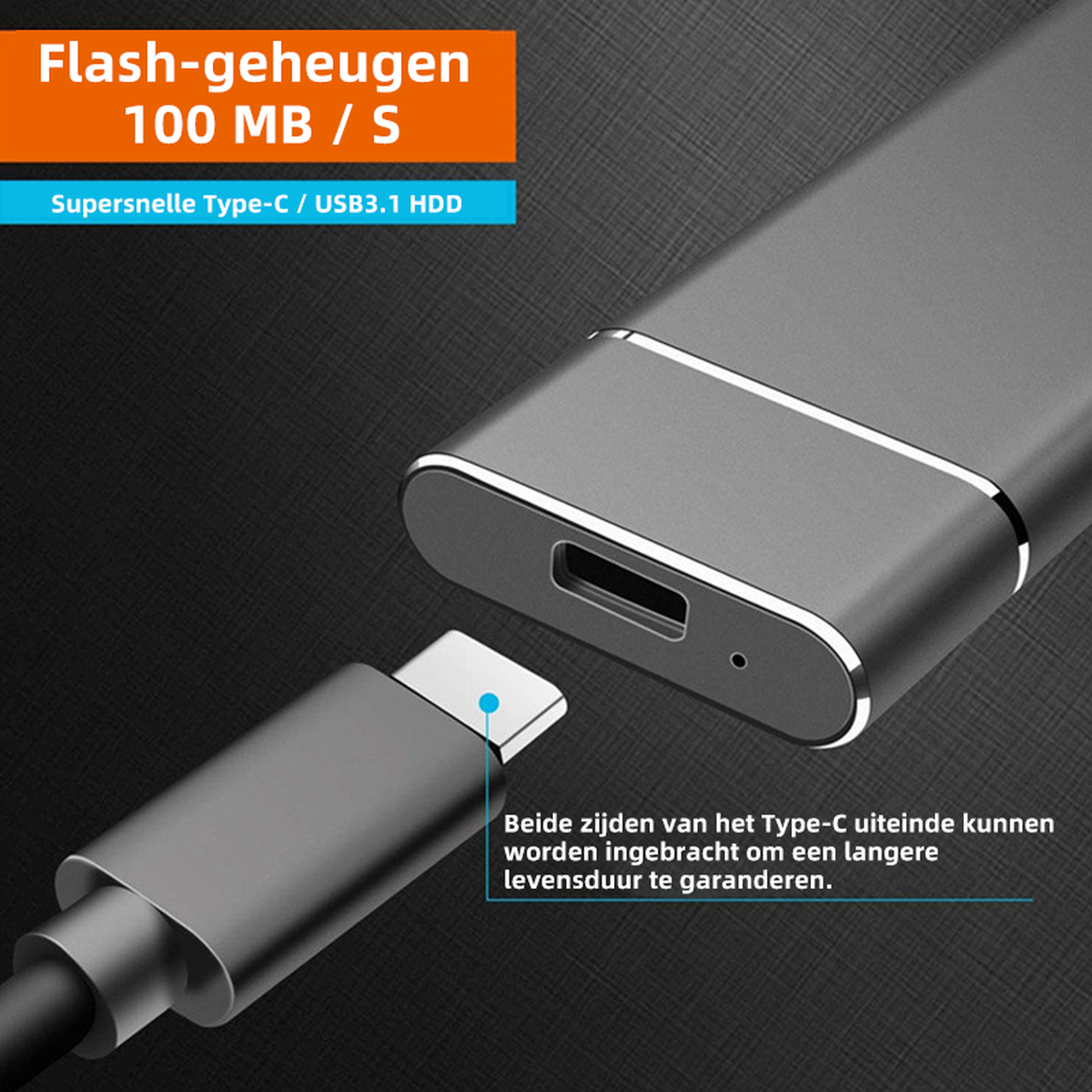 Ultra-Fast External Hard Drive 1TB/2TB USB 3.1 Type-C