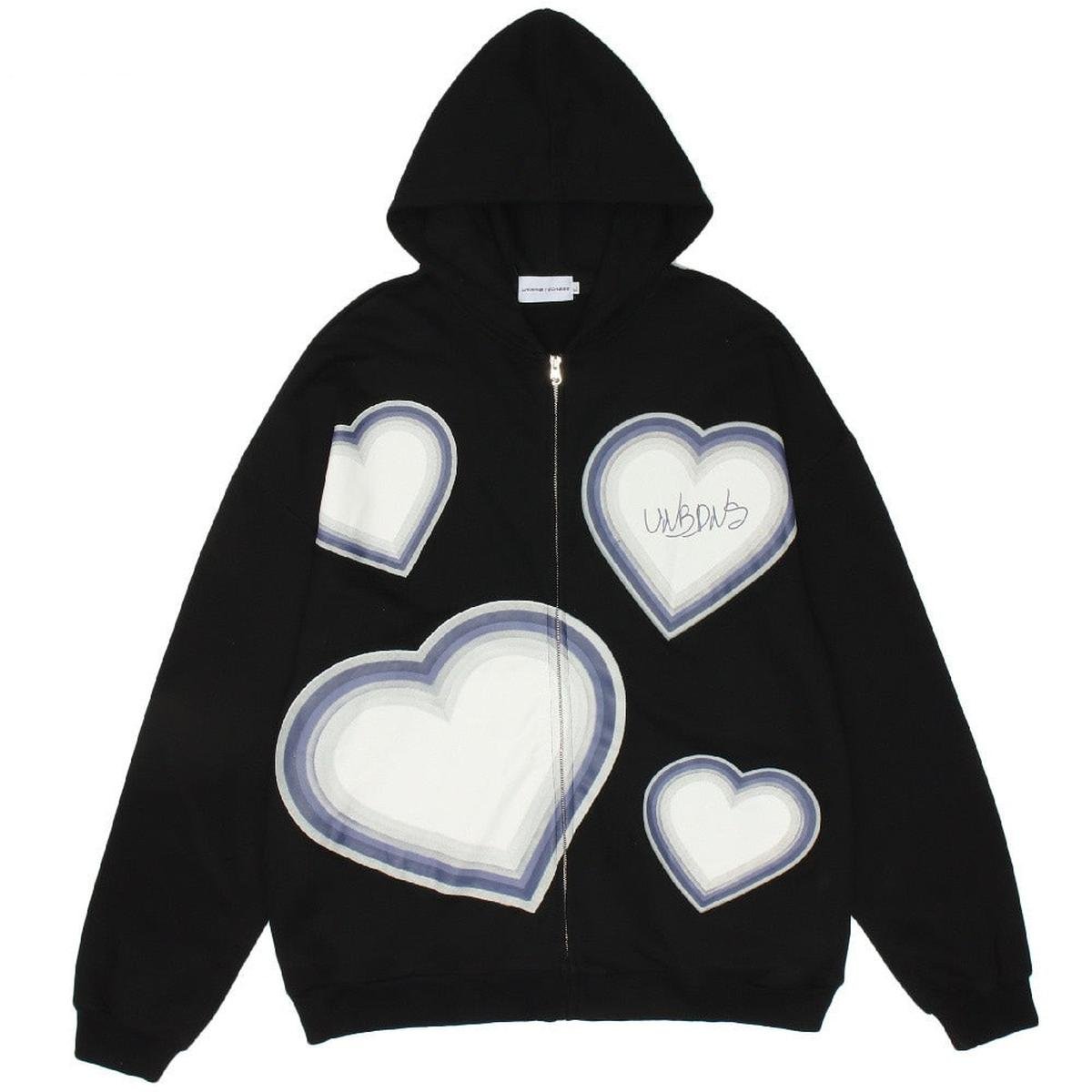 Black with hearts / 3XL