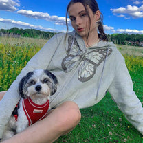 Unisex Gothic Design Hoodie With Kangaroo Pocket