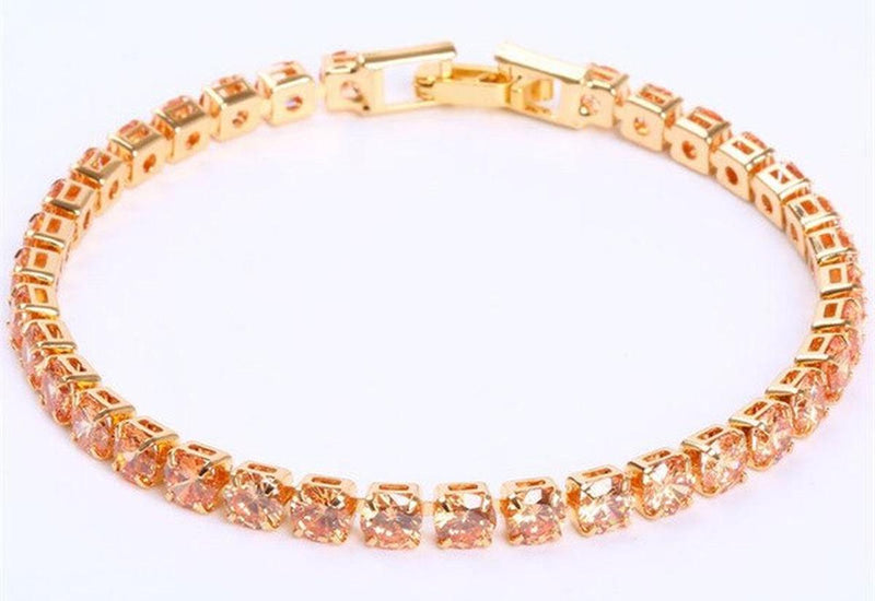 Unisex Silver Gold-Plated Zirconia Tennis Bracelet