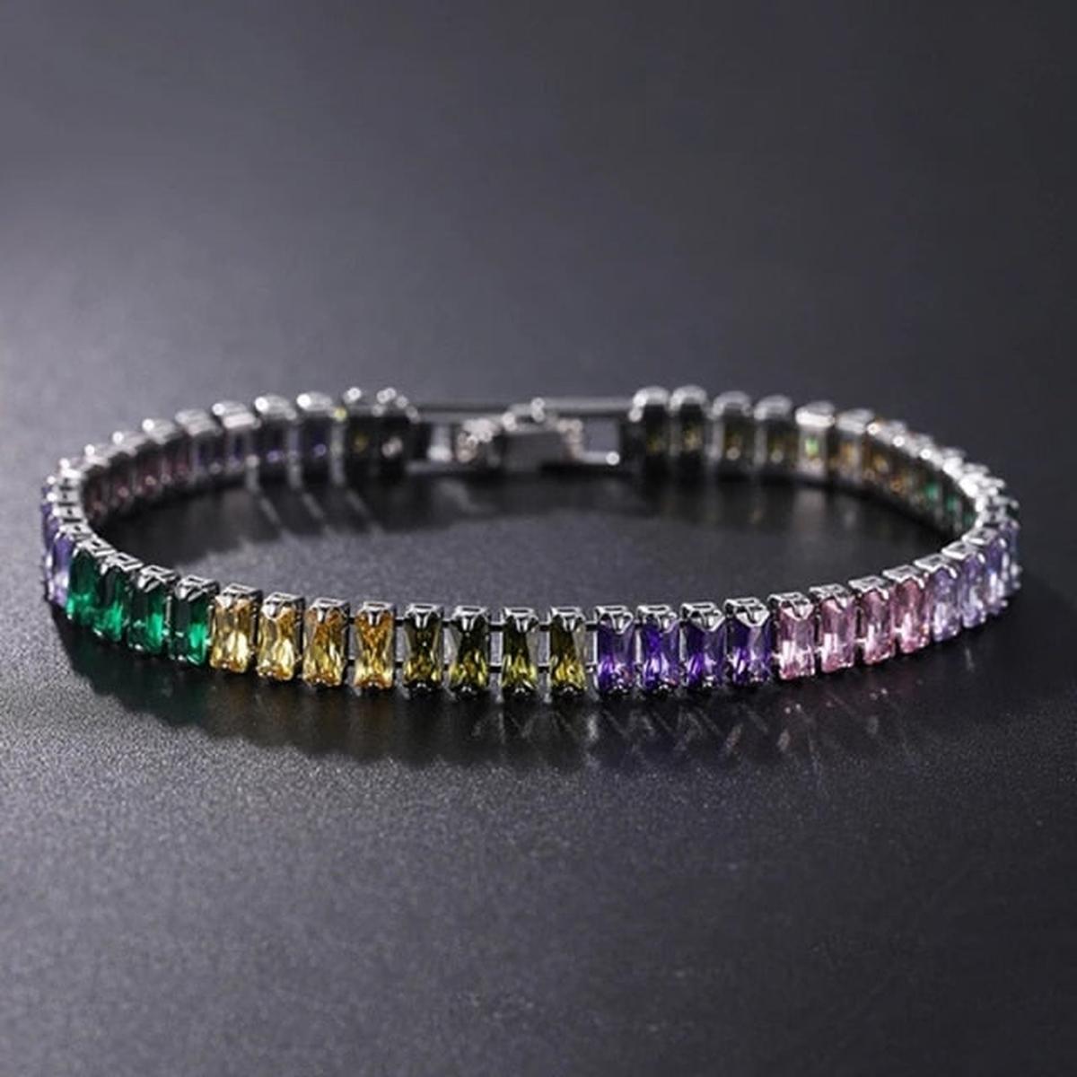Unisex Silver Gold-Plated Zirconia Tennis Bracelet