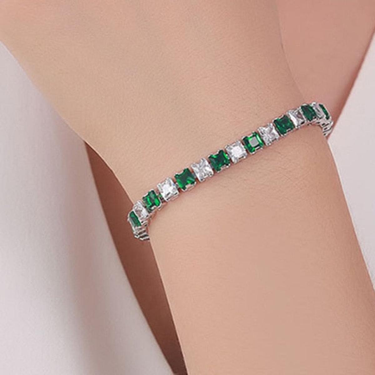 Unisex Silver Gold-Plated Zirconia Tennis Bracelet