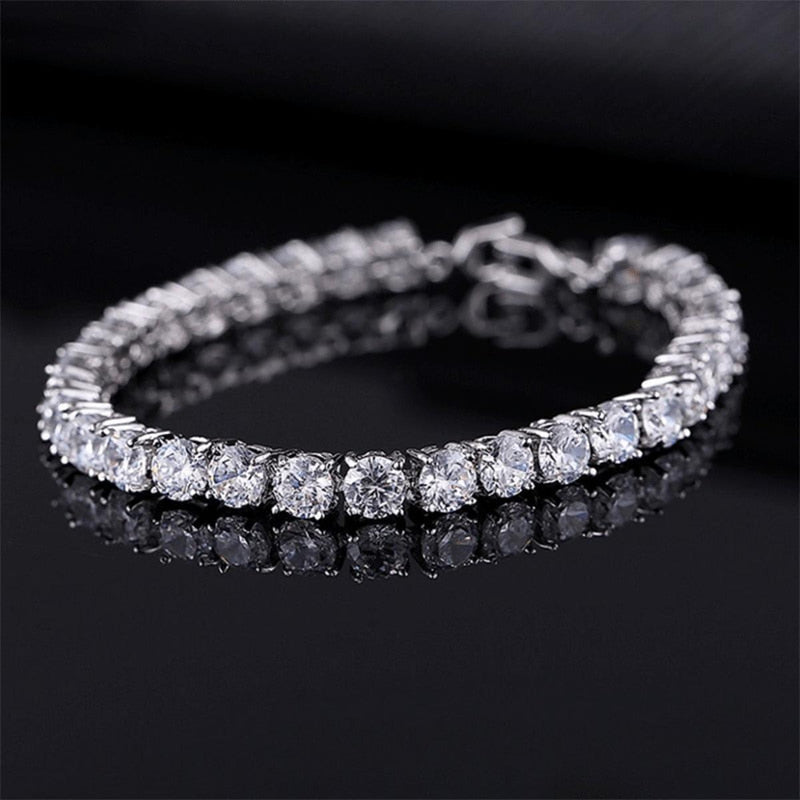 Unisex Silver Gold-Plated Zirconia Tennis Bracelet