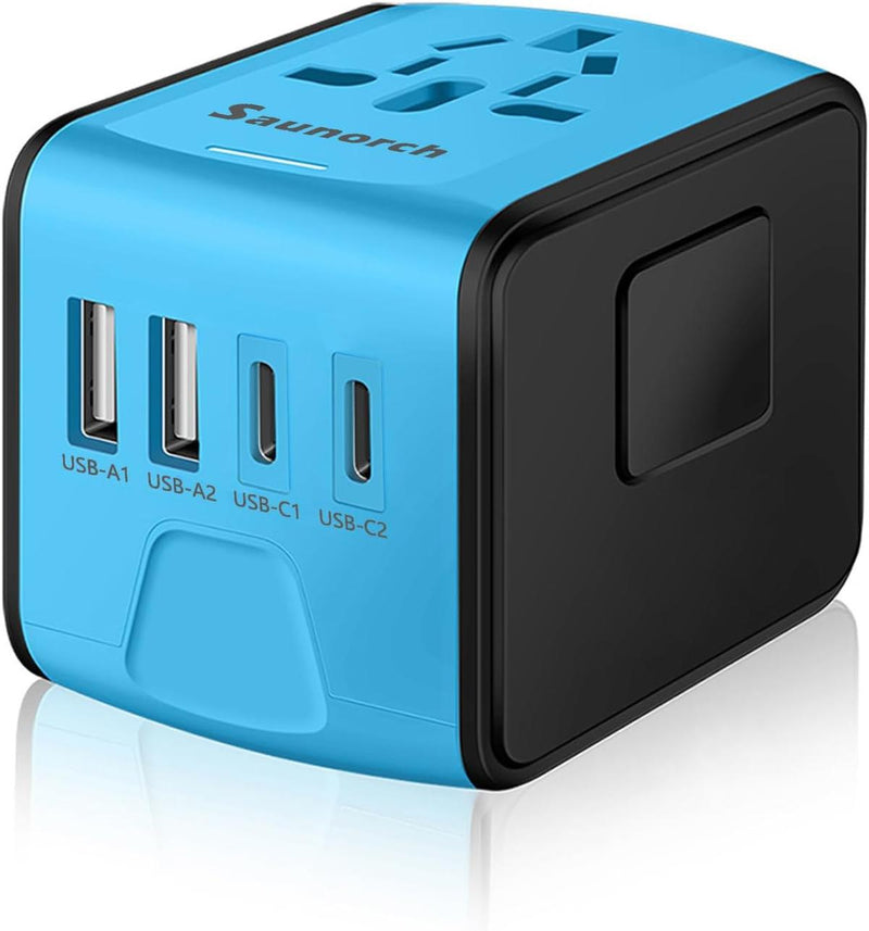 Universal Travel Adapter With USB-C And 3 USB-A Ports For Worldwide Use