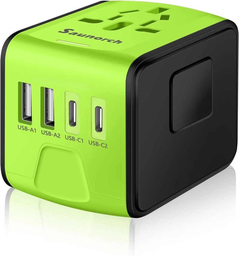Universal Travel Adapter With USB-C And 3 USB-A Ports For Worldwide Use