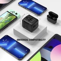 Universal Travel Adapter With USB-C And 3 USB-A Ports For Worldwide Use