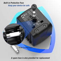 Universal Travel Adapter With USB-C And 3 USB-A Ports For Worldwide Use