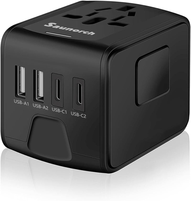 Universal Travel Adapter With USB-C And 3 USB-A Ports For Worldwide Use