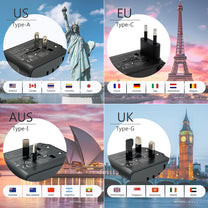 Universal Travel Adapter With USB-C And 3 USB Ports For Worldwide Charging