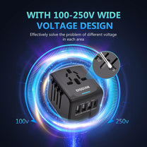Universal Travel Adapter With USB-C And 3 USB Ports For Worldwide Charging