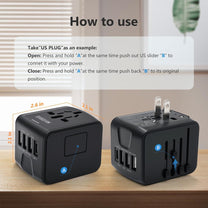 Universal Travel Adapter With USB-C And 3 USB Ports For Worldwide Charging