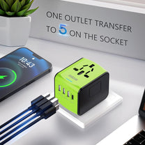 Universal Travel Adapter With USB-C And 3 USB Ports For Worldwide Charging