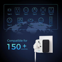 Universal Travel Adapter With USB-C And 3 USB Ports For Worldwide Charging