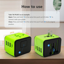 Universal Travel Adapter With USB-C And 3 USB Ports For Worldwide Charging