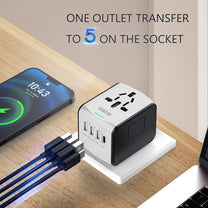 Universal Travel Adapter With USB-C And 3 USB Ports For Worldwide Charging