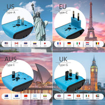 Universal Travel Adapter With USB-C And 3 USB Ports For Worldwide Charging