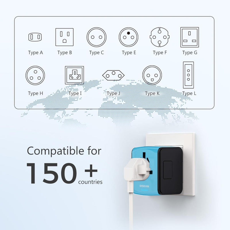 Universal Travel Adapter With USB-C And 3 USB Ports For Worldwide Charging