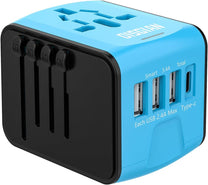 Universal Travel Adapter With USB-C And 3 USB Ports For Worldwide Charging