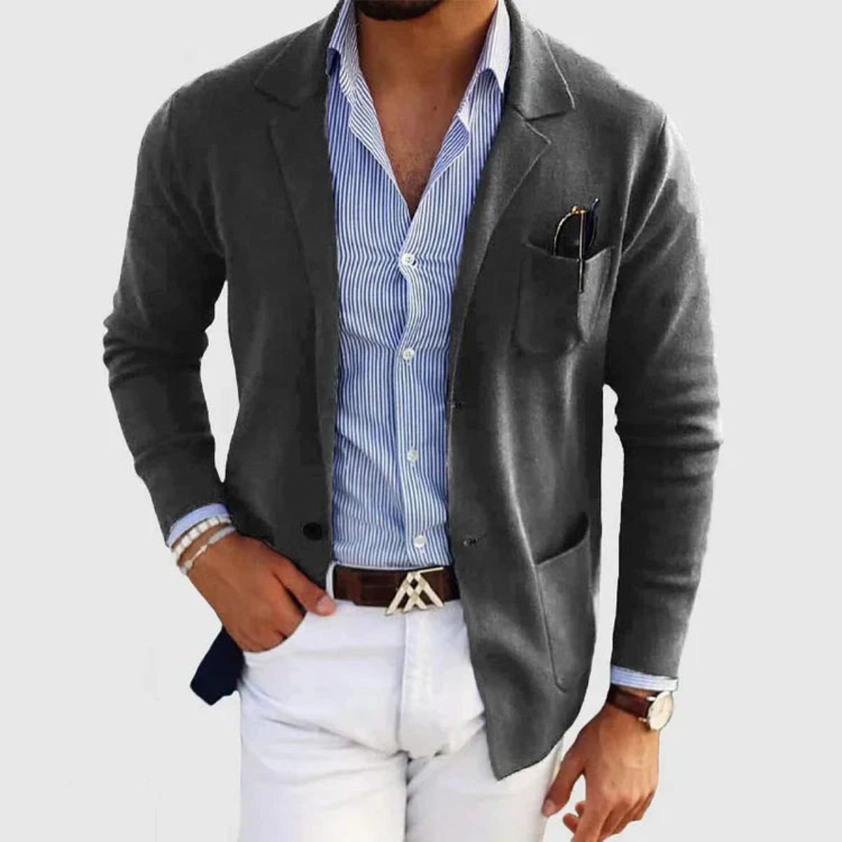 UrbanCraft – Men’s Casual Blazer with Button Pockets