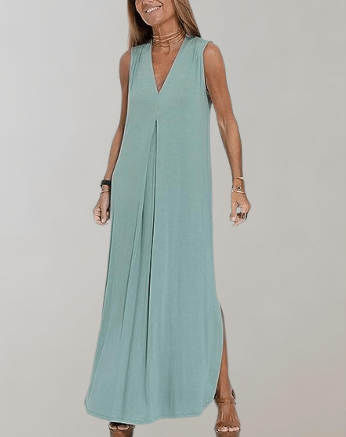 V-Neck Maxi Dress With Flattering Fit