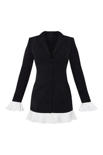 V-Neck Pleated Button Dress