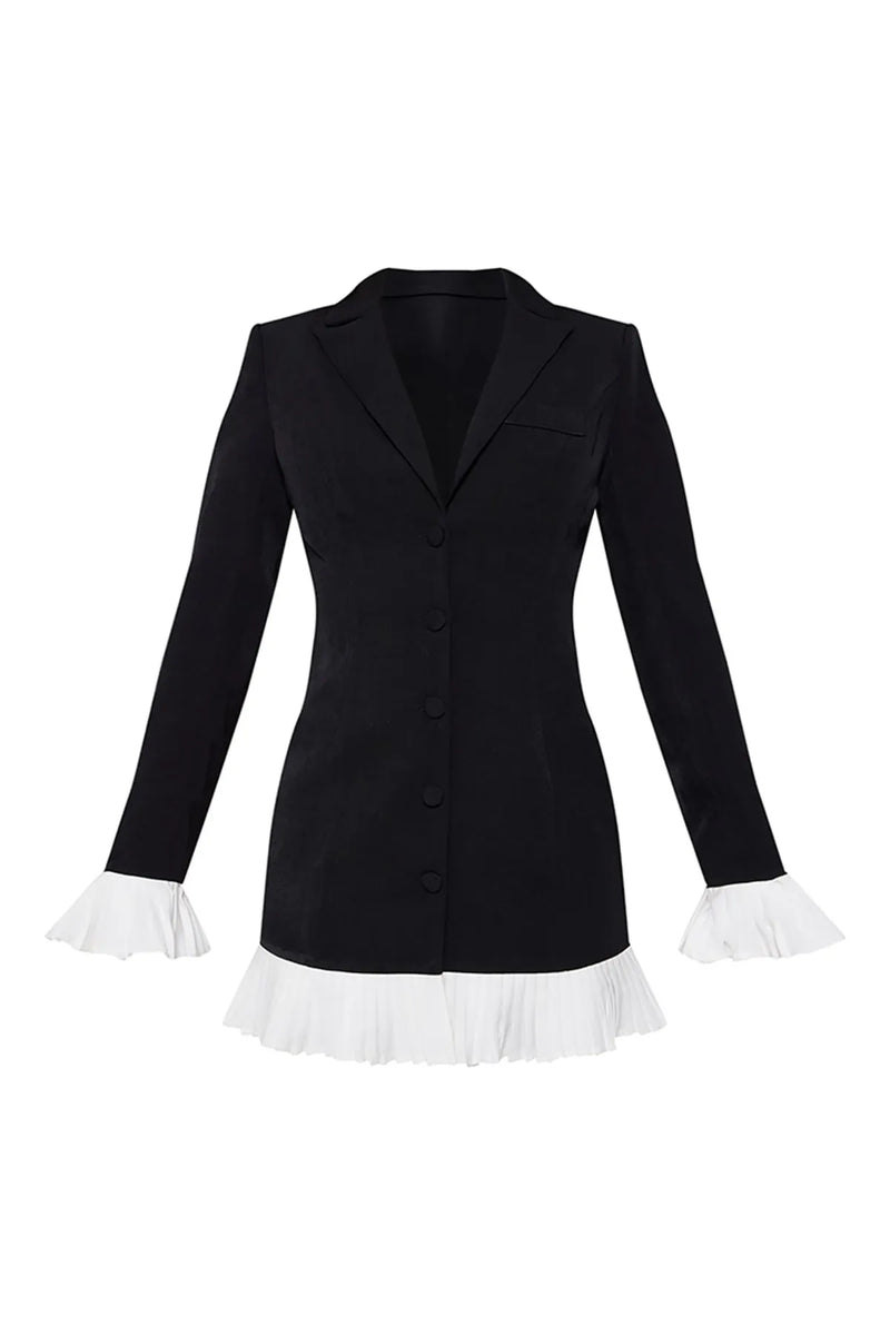 V-Neck Pleated Button Dress