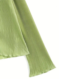 V-Neck Pleated Texture Cardigan