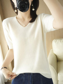 V-Neck Pullover Sweater For Women