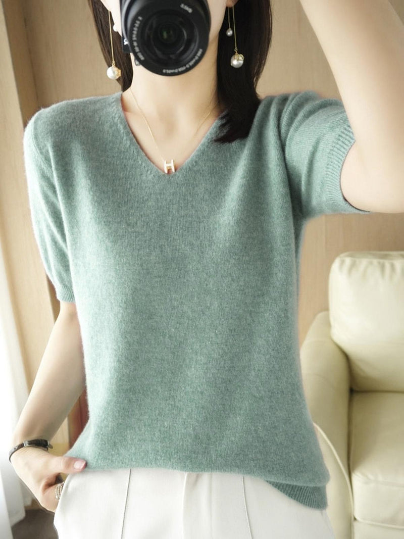 V-Neck Pullover Sweater For Women