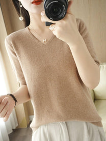 V-Neck Pullover Sweater For Women