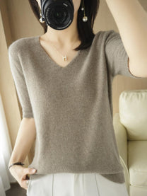 V-Neck Pullover Sweater For Women