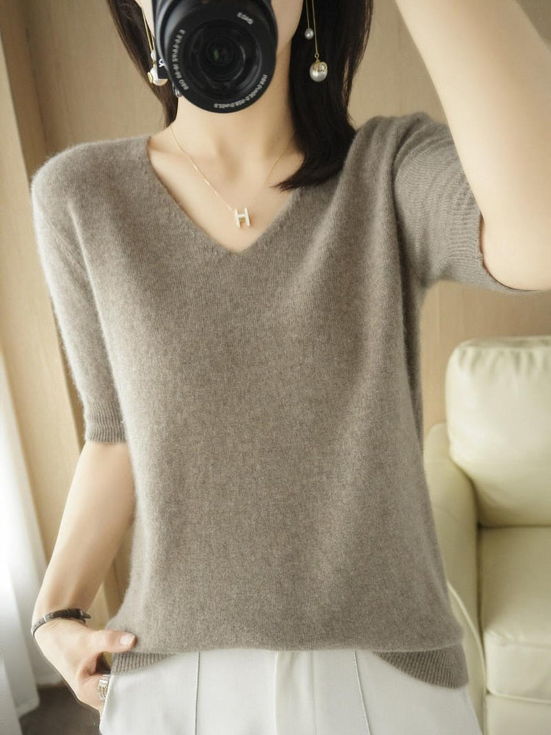 V-Neck Pullover Sweater For Women