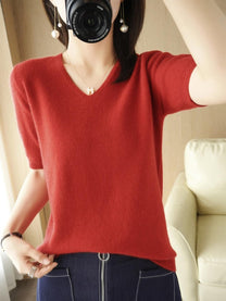V-Neck Pullover Sweater For Women