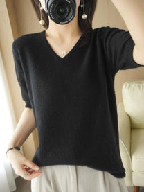 V-Neck Pullover Sweater For Women
