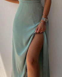 V-Neck Spaghetti Strap Formal Maxi Dress For Women