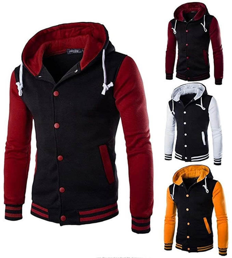 Varsity-Style Baseball Hoodie For Men - Slim Fit, Comfortable And Stylish
