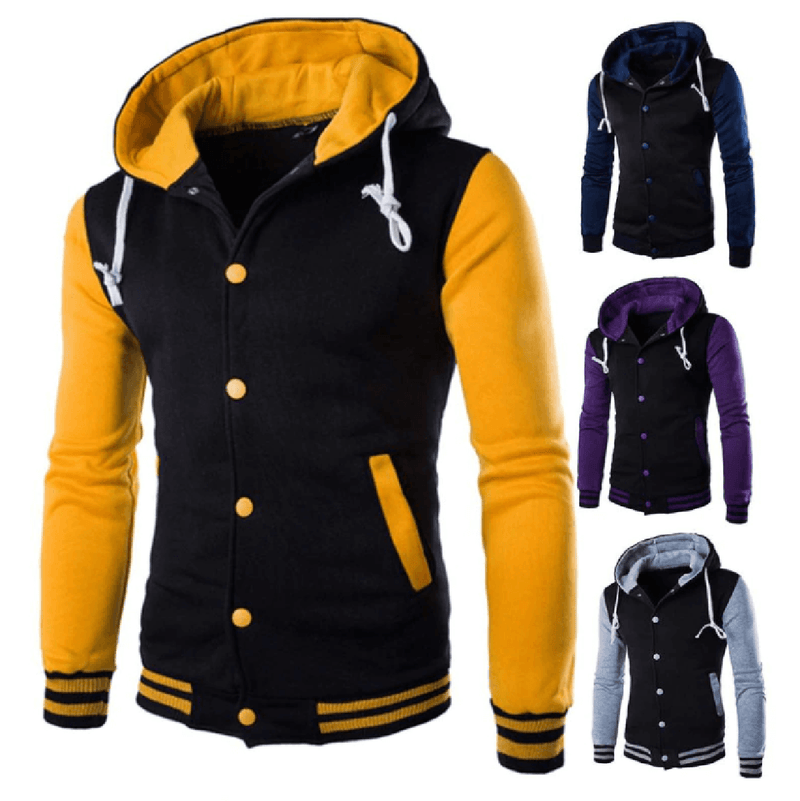 Varsity-Style Baseball Hoodie For Men - Slim Fit, Comfortable And Stylish