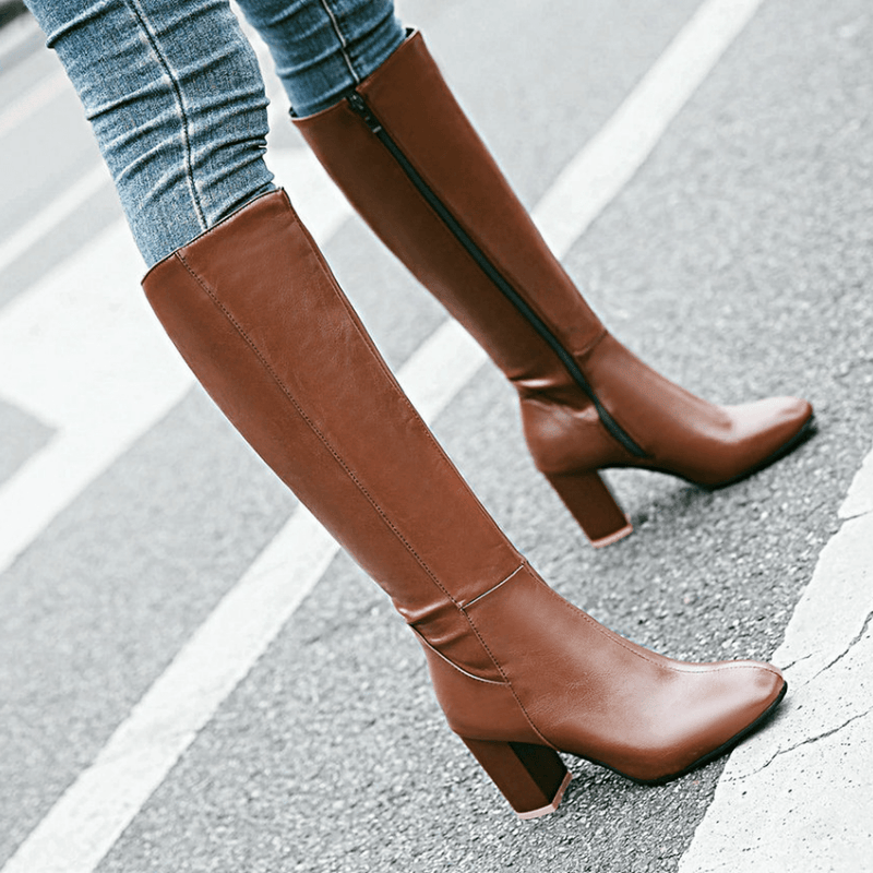 Vegan Leather Ankle Boots With Zipper
